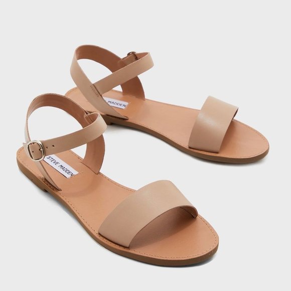 Steve Madden Shoes - Steve Madden | Dondii Leather Flat Sandals beige